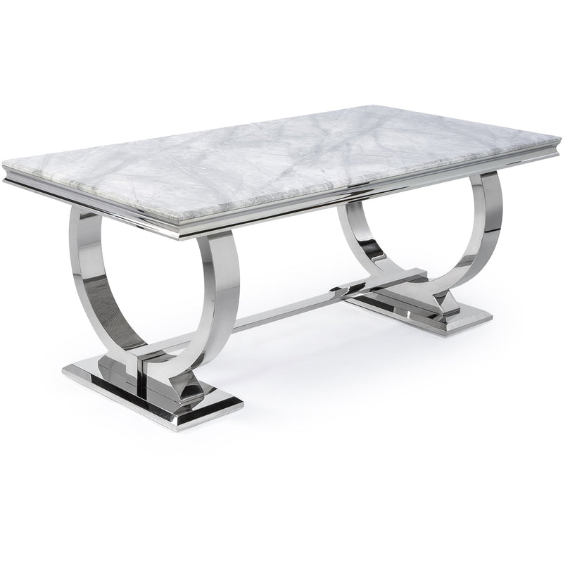 The Arianna Grey Marble Dining set (180cm) With Lion-Head Dining Chairs