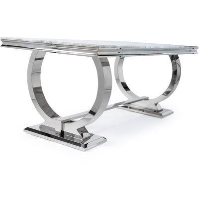 The Arianna Dining Tables (200cm) - In Grey Marble Top