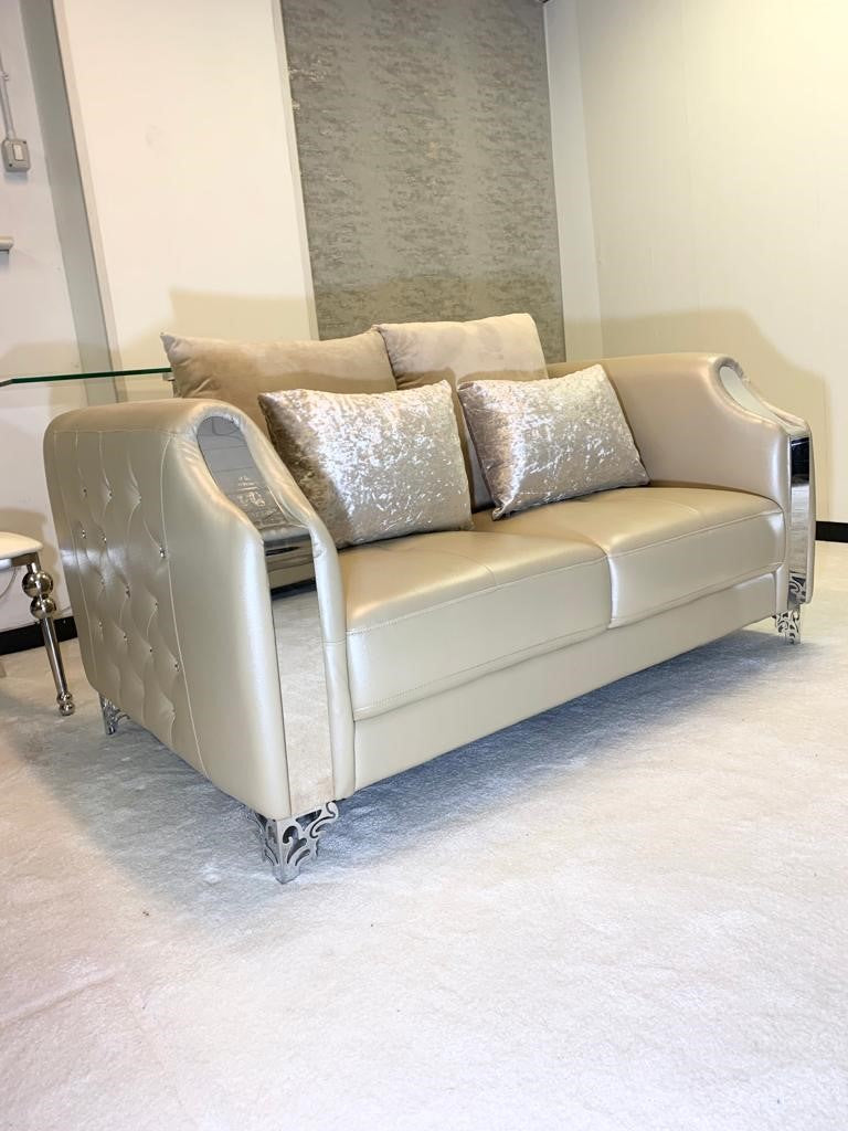 Martina Gold Leather Luxury Settee Suite Sofa in 1 & 2 and 3 Seater Sofas