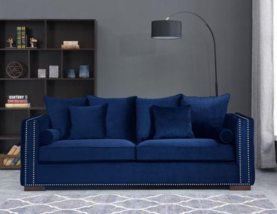 Moscow Sofas in Navy Blue Velvet 3 Seater