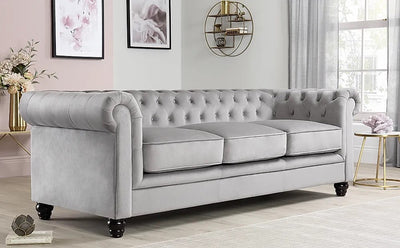 The Chesterfield Sofas Sets in Luxury Grey Velvet