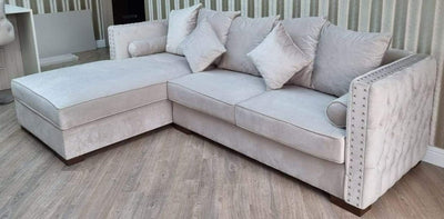 Moscow Corner Sofa in cream velvet