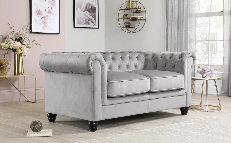 The Chesterfield Sofas Sets in Luxury Grey Velvet