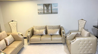 Martina Gold Leather Luxury Settee Suite Sofa in 1 & 2 and 3 Seater Sofas