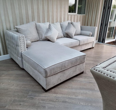 Moscow Corner Sofa in cream velvet
