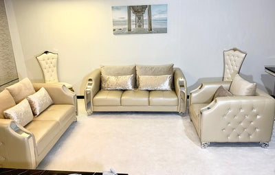 Martina Gold Leather Luxury Settee Suite Sofa in 1 & 2 and 3 Seater Sofas