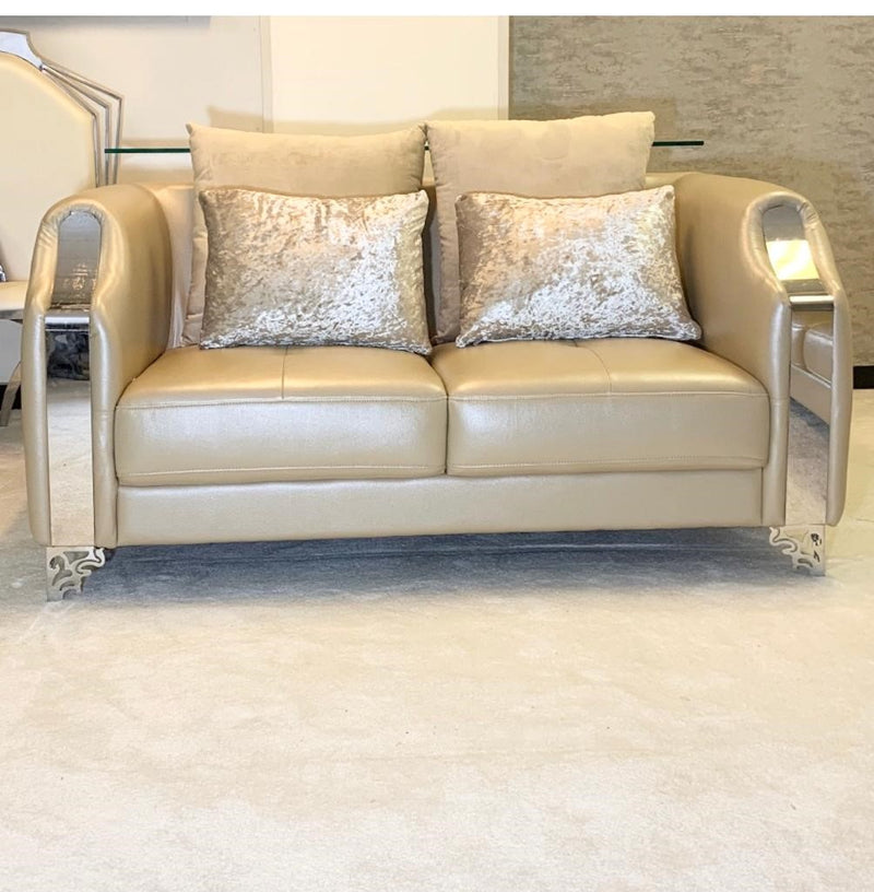 Martina Gold Leather Luxury Settee Suite Sofa in 1 & 2 and 3 Seater Sofas