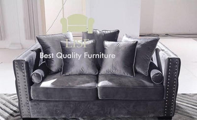 Moscow Sofas in Dark Grey Velvet 2 Seater