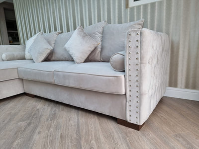Moscow Corner Sofa in cream velvet