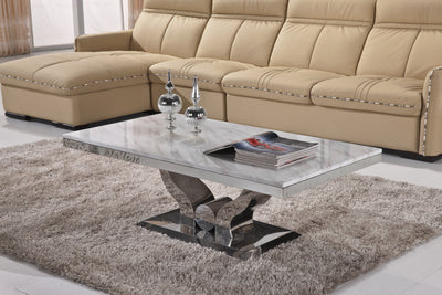 The Julianne Coffee Table (110CM) in CREAM MARBLE TOP
