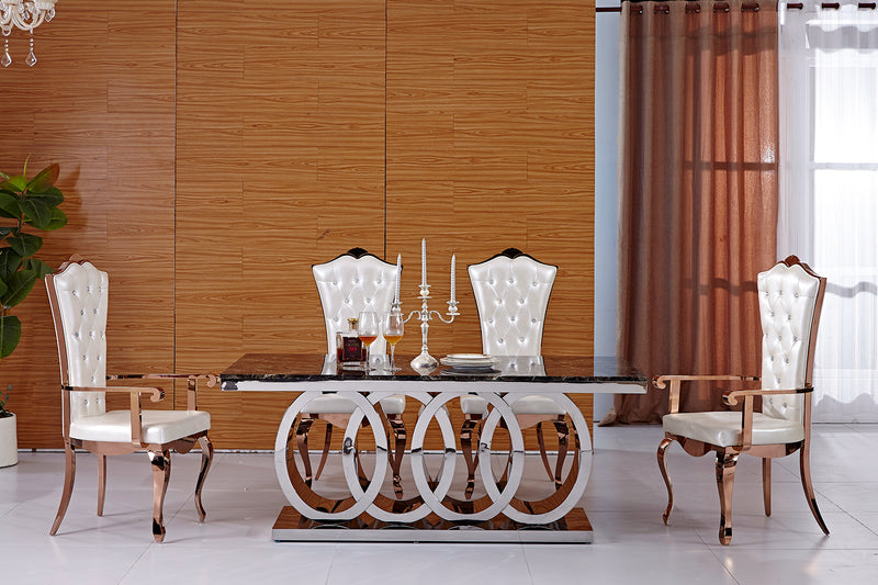 The Francesca Dining Table (180cm) + 6 or 8 Dining Chairs (AS in the Pictures)