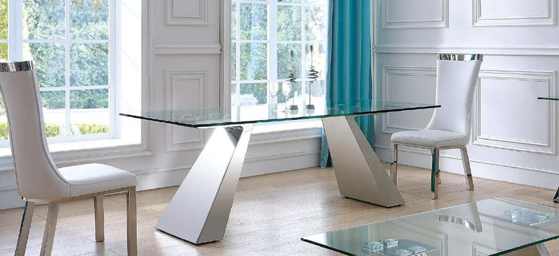 Modern Glass Top Dining Table (180) - CLEARANCE