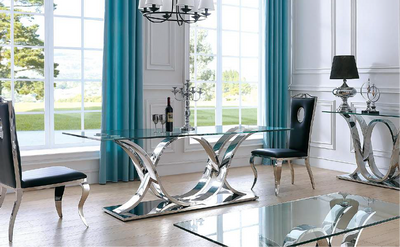 Modern Glass Top Dining Table (200cm)