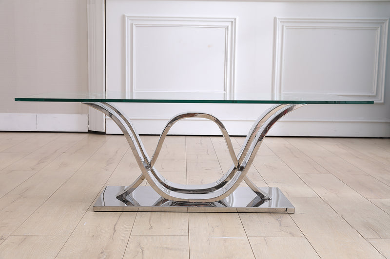 Modern Glass Top Dining Table (200cm)