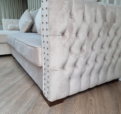 Moscow Corner Sofa in cream velvet