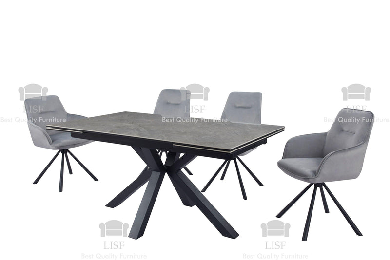 The GREY Amari Dining Set [Extendable Table]