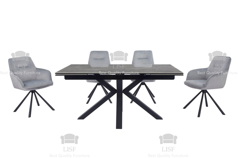 The GREY Amari Dining Set [Extendable Table]