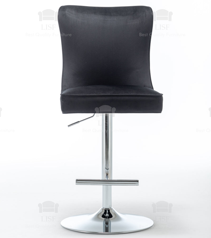 Belgravia Buttons Back Barstools Chairs in Luxury Black Velvet