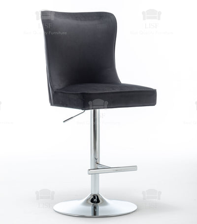 Belgravia Buttons Back Barstools Chairs in Luxury Black Velvet