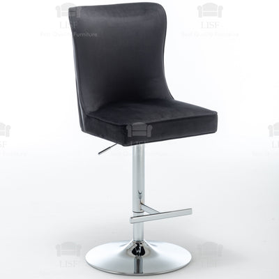 Belgravia Buttons Back Barstools Chairs in Luxury Black Velvet