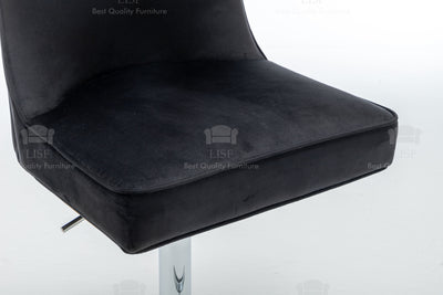 Belgravia Buttons Back Barstools Chairs in Luxury Black Velvet