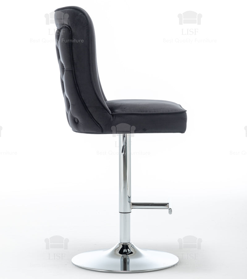 Belgravia Buttons Back Barstools Chairs in Luxury Black Velvet