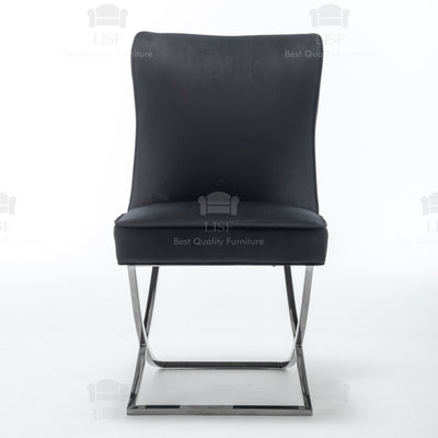 Belgravia Buttons Back Dining Chairs in Luxury Black Velvet