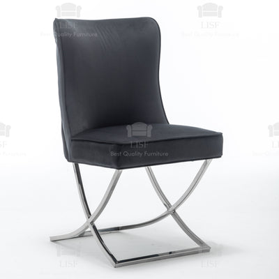 Belgravia Buttons Back Dining Chairs in Luxury Black Velvet