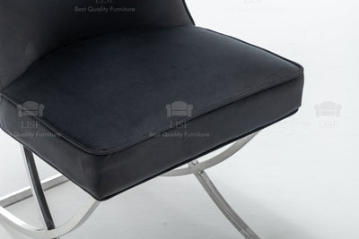 Belgravia Buttons Back Dining Chairs in Luxury Black Velvet