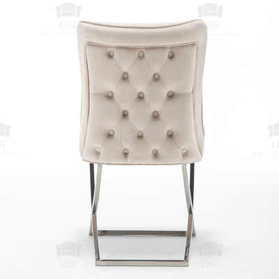 Belgravia Buttons Back Dining Chairs in Luxury Cream Velvet