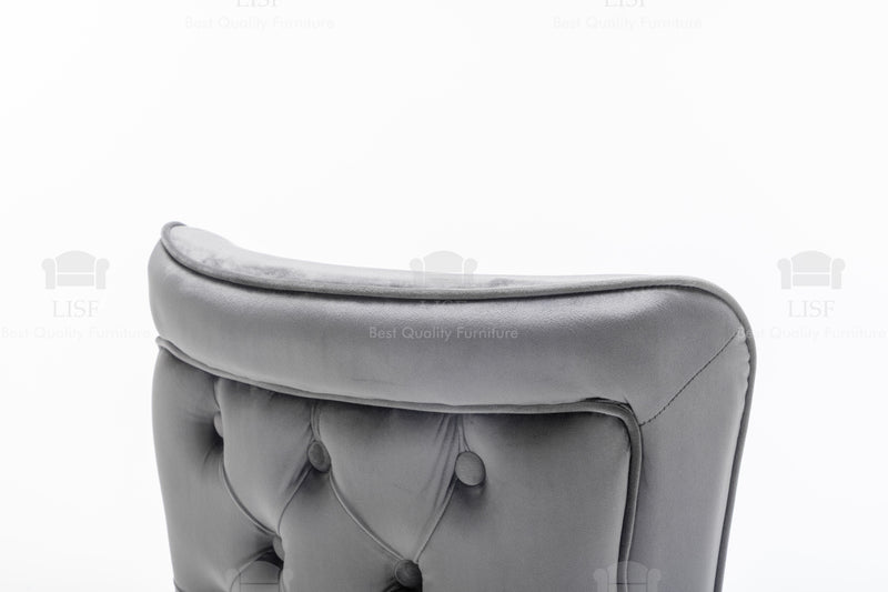Belgravia Buttons Back Barstools Chairs in Luxury Grey Velvet