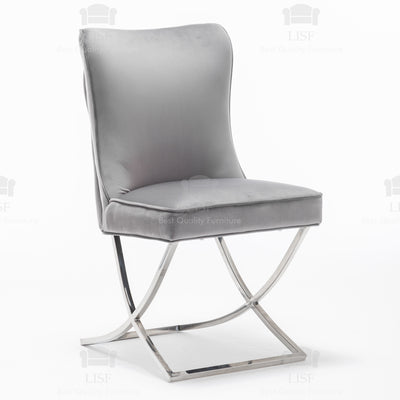 Belgravia Buttons Back Dining Chairs in Luxury Dark Grey Velvet