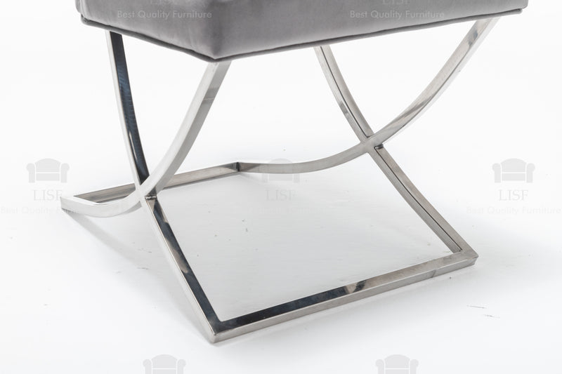Belgravia Buttons Back Dining Chairs in Luxury Dark Grey Velvet