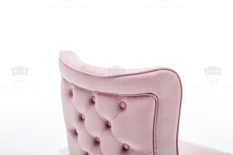 Belgravia Buttons Back Dining Chairs in Luxury Pink Velvet