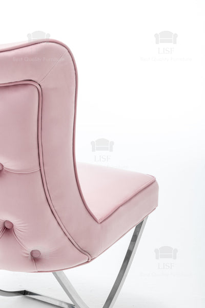 Belgravia Buttons Back Dining Chairs in Luxury Pink Velvet