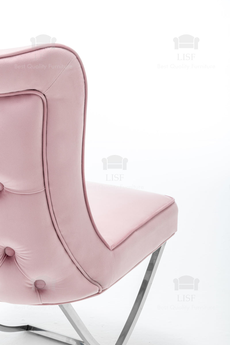 Belgravia Buttons Back Dining Chairs in Luxury Pink Velvet