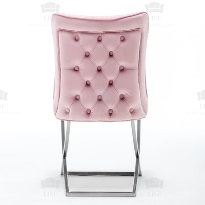 Belgravia Buttons Back Dining Chairs in Luxury Pink Velvet