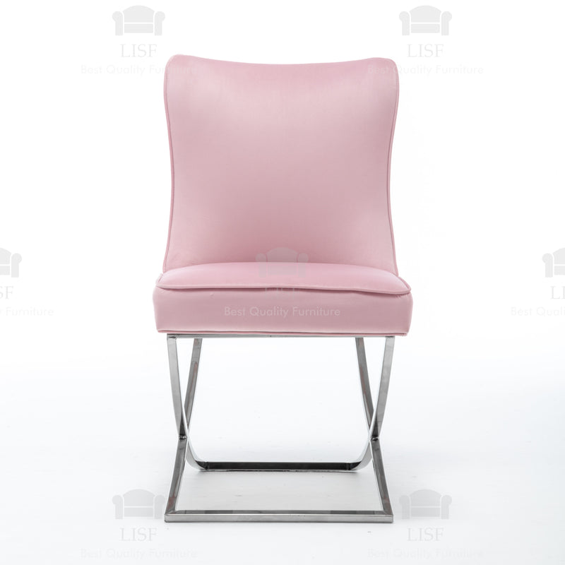 Belgravia Buttons Back Dining Chairs in Luxury Pink Velvet