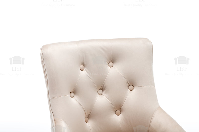 Chelsea Cream Velvet tufted back Studded Lion Head Barstools Chairs