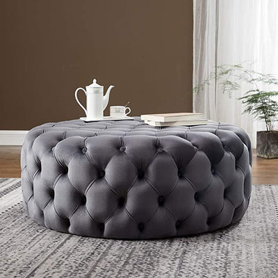 Dark Grey Chesterfield Footstool [Rounded]