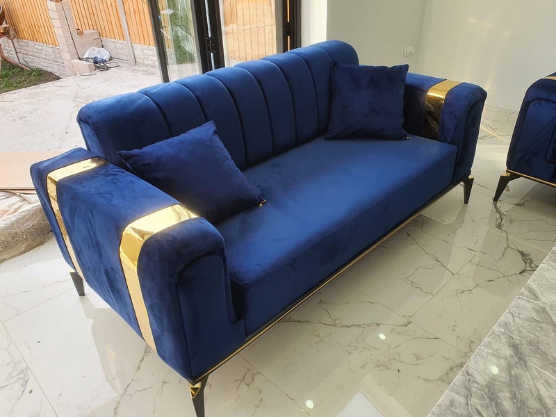 The Lyon 2 Seater Sofa  in Luxury Navy Blue Velvet