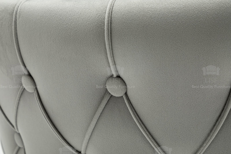 The Florence Buttons Back Dining Chairs in Luxury Grey Velvet