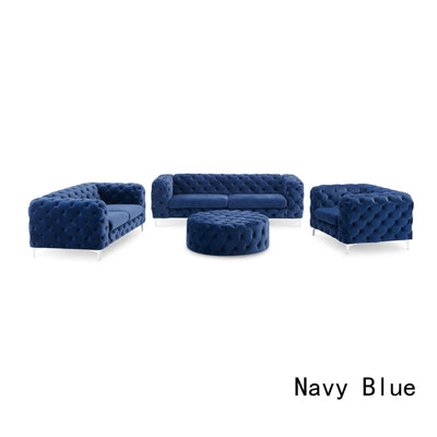 Chesterfield Sofas Sets in navy blue velvet