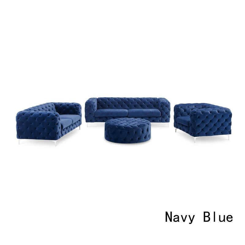 Chesterfield Sofas Sets in navy blue velvet