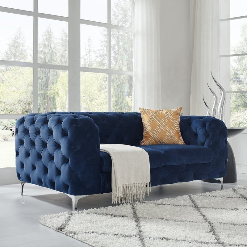 Chesterfield Sofas Sets in navy blue velvet