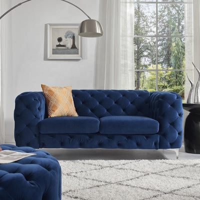 Chesterfield Sofas Sets in navy blue velvet 2 Seater