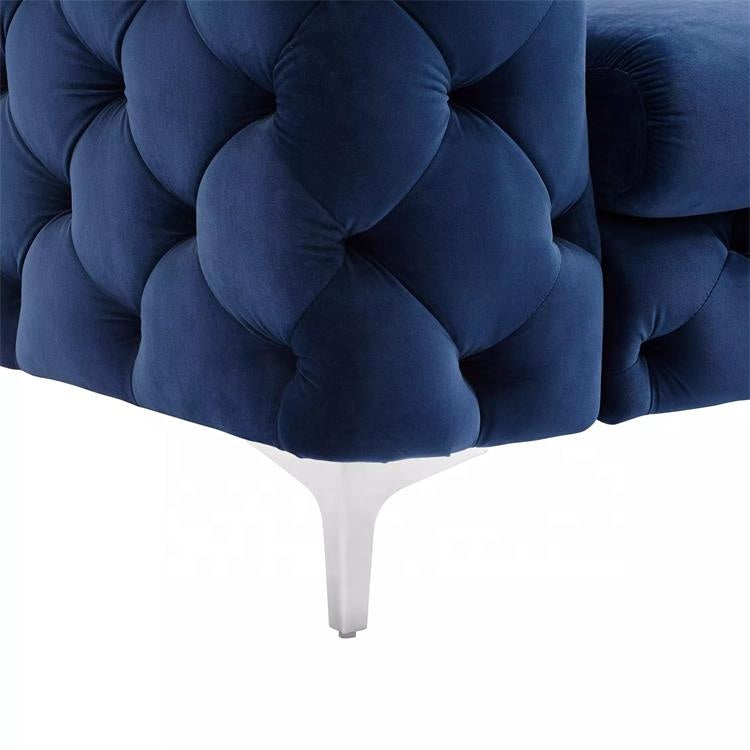 The Rocky Chesterfield Sofas Sets in Luxury Navy Blue Velvet