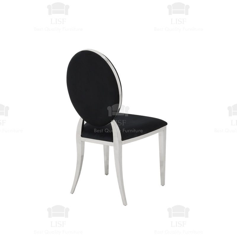 The Arturo Rounded Marble Dining set (90cm) + 2 or 4 Hampton Chairs (Grey or Black)