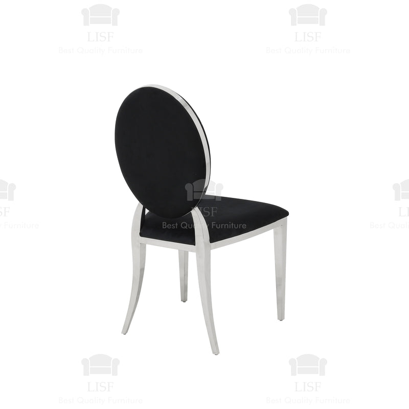 Hampton Luxury Italian Style Dining Chairs - Black Velvet