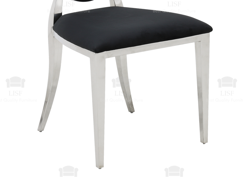 Hampton Luxury Italian Style Dining Chairs - Black Velvet